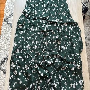 & Other Stories Dark Green Floral Maxi Skirt